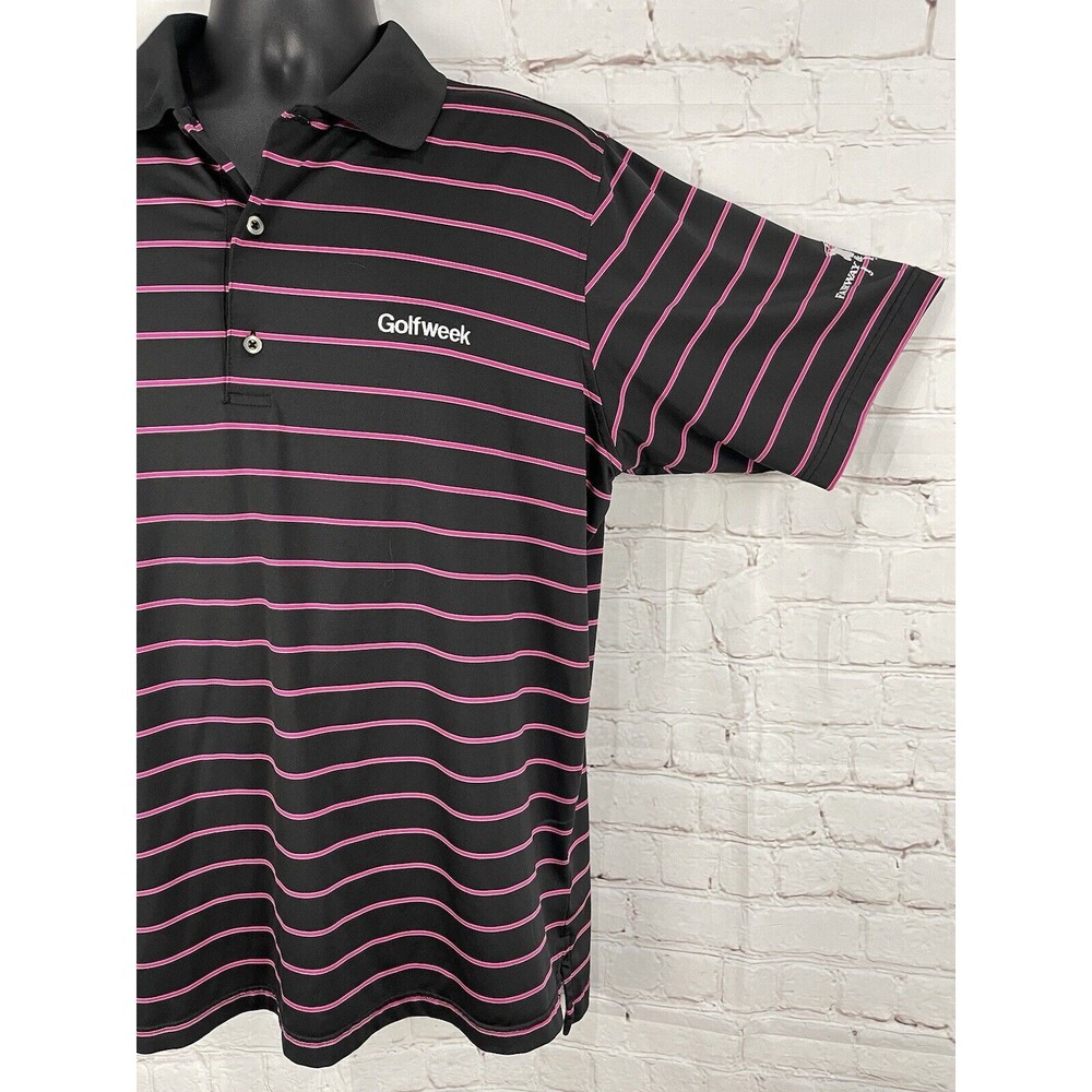 Fairway & Greene "Golfweek" Polo Shirt Men's Black w/Purple Stripes Size XL - Picture 4 of 11